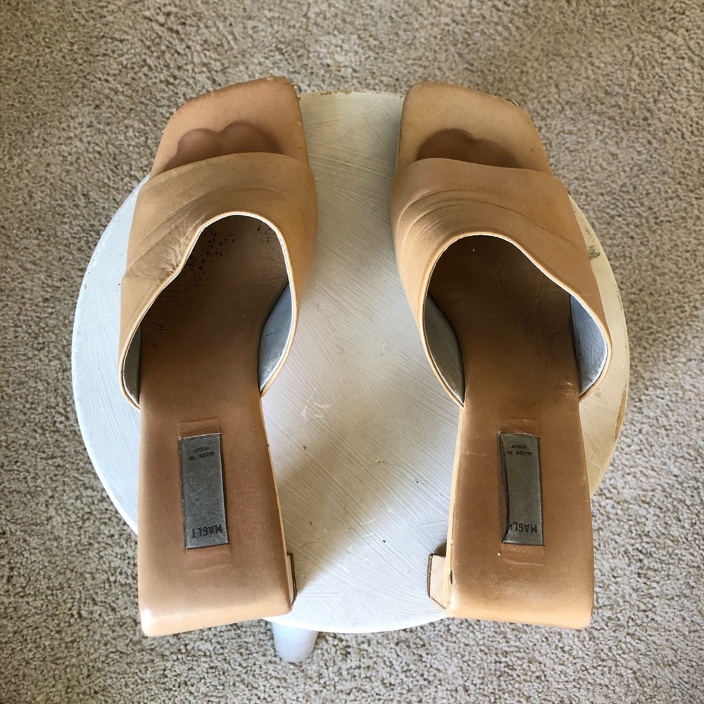 Bruno Magli Vintage Tan Nude Mule Sandal Heels 38 - Picture 2 of 7